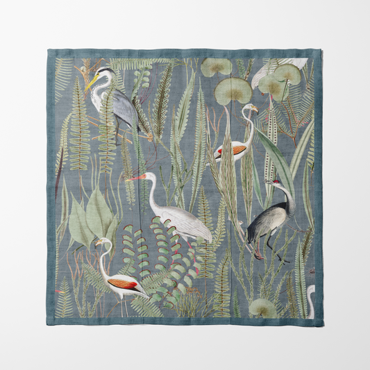 crane green bird cloth napkin